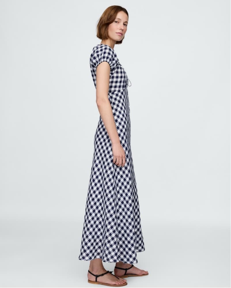 GAP x DÔEN 100% Linen Gingham Midi Dress - Image 5