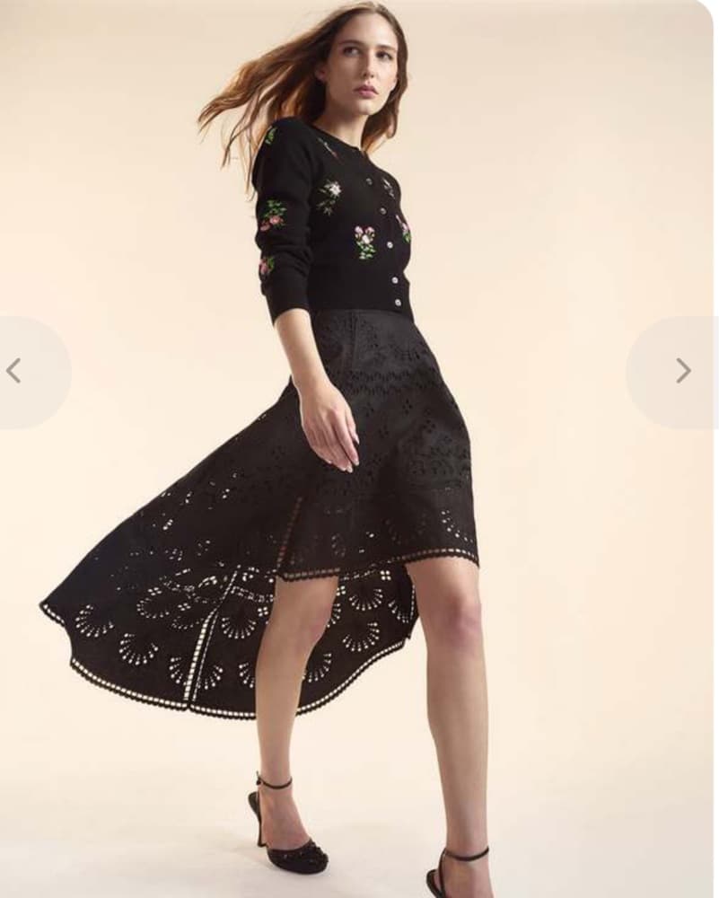 Black Eyelet High-Low Midi Dress - Image 3