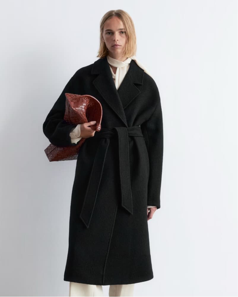 Belted Black Wool Coat - Image 3