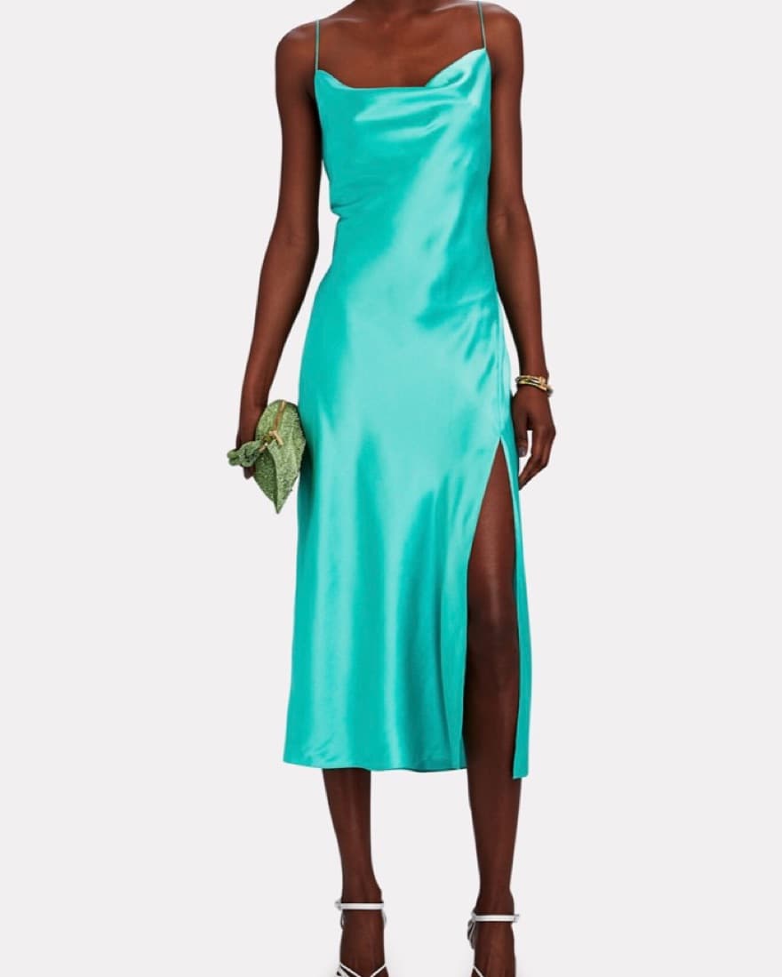 Rachael Silk Cowl Mini Dress - Image 1