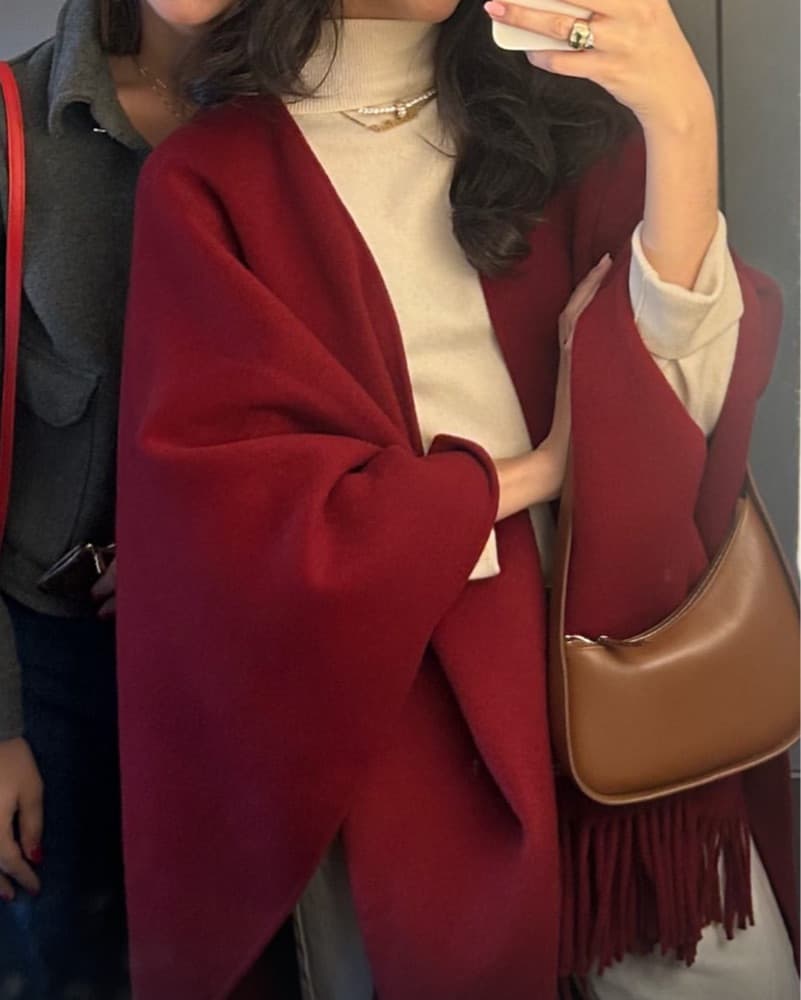Zara Red Wool Cape/Shawl/Pocho - Image 1