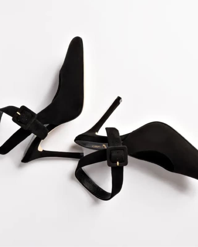 Larroudé Black Suede Stiletto Pumps - Image 2