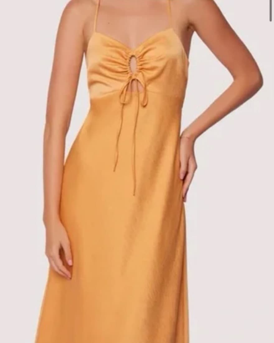 Lost + Wander Apricot Sunset Satin Dress - Image 1