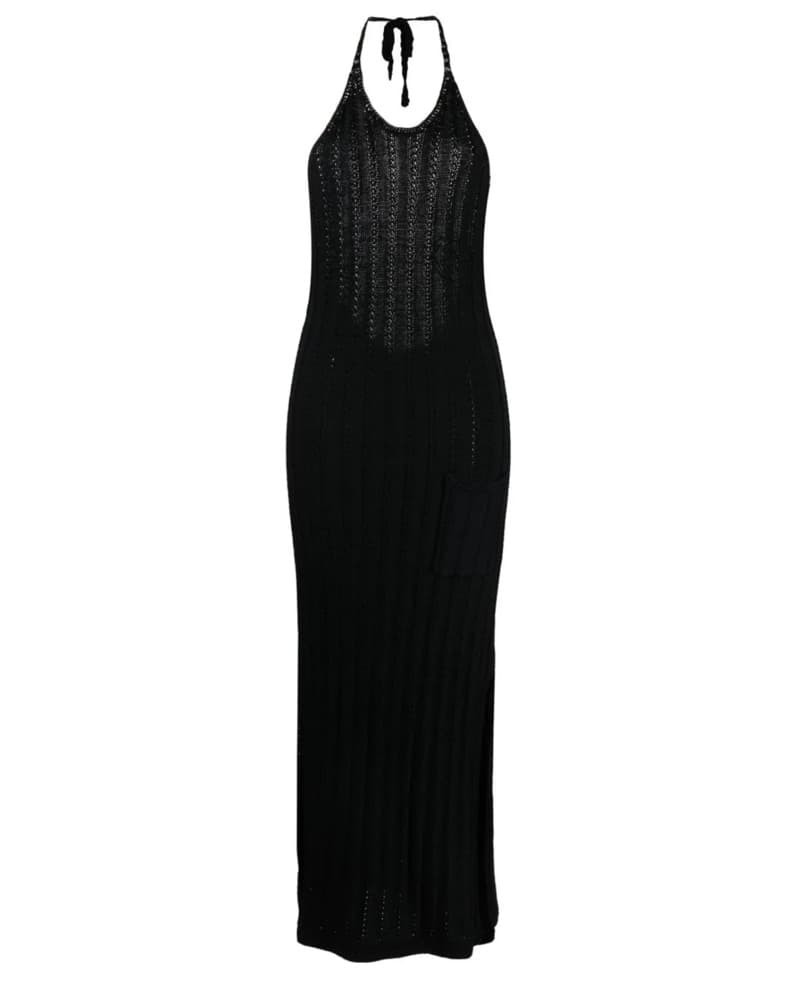 GANNI Knit Black Midi Dress w/ Open Back - Image 4