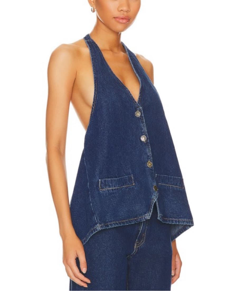 Lioness Denim Halter Top Revolve - Image 1