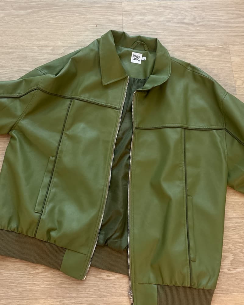 Princess Polly Green Leather Jacket - Image 4
