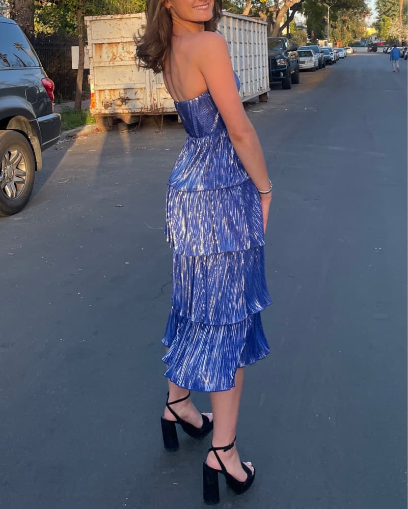 Lovers and Friends Blue Shimmer Dress - Image 6