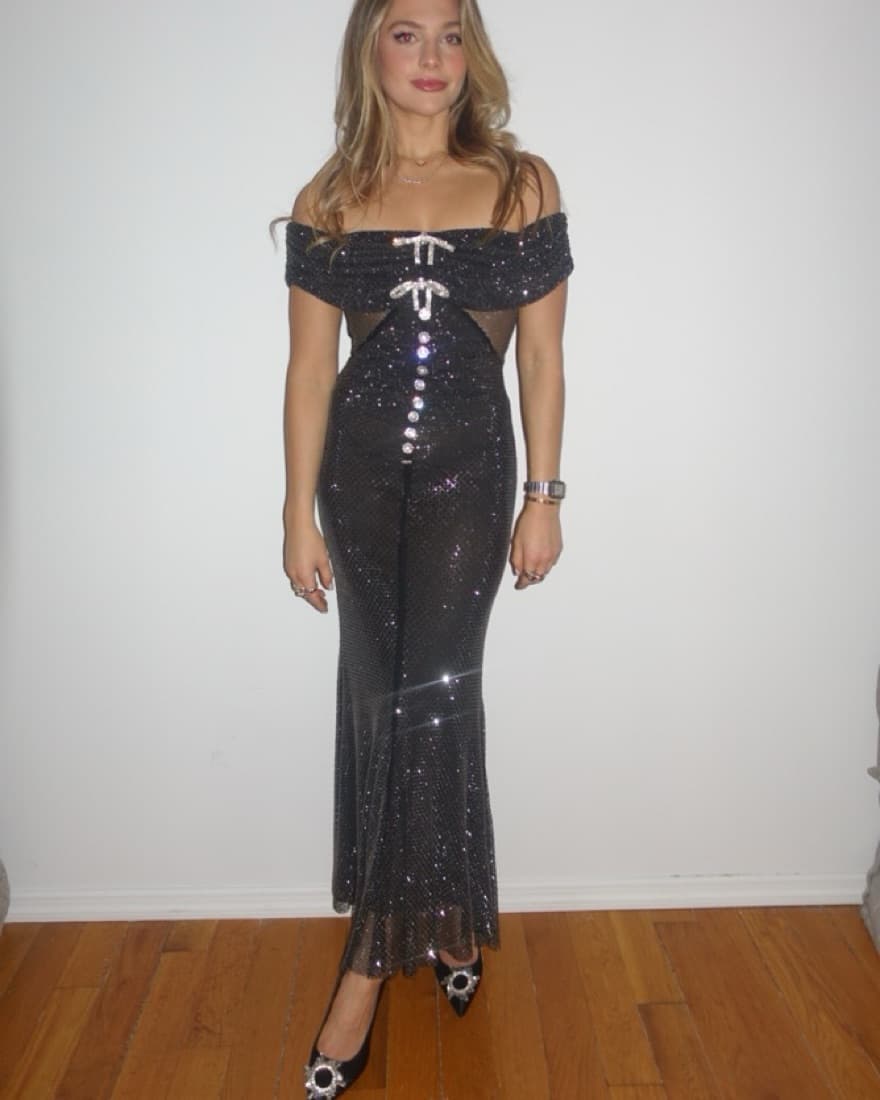 Self-Portrait Crystal Bow Midi Dress - Image 4