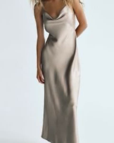 Gray Satin Midi Zara Dress - Image 1