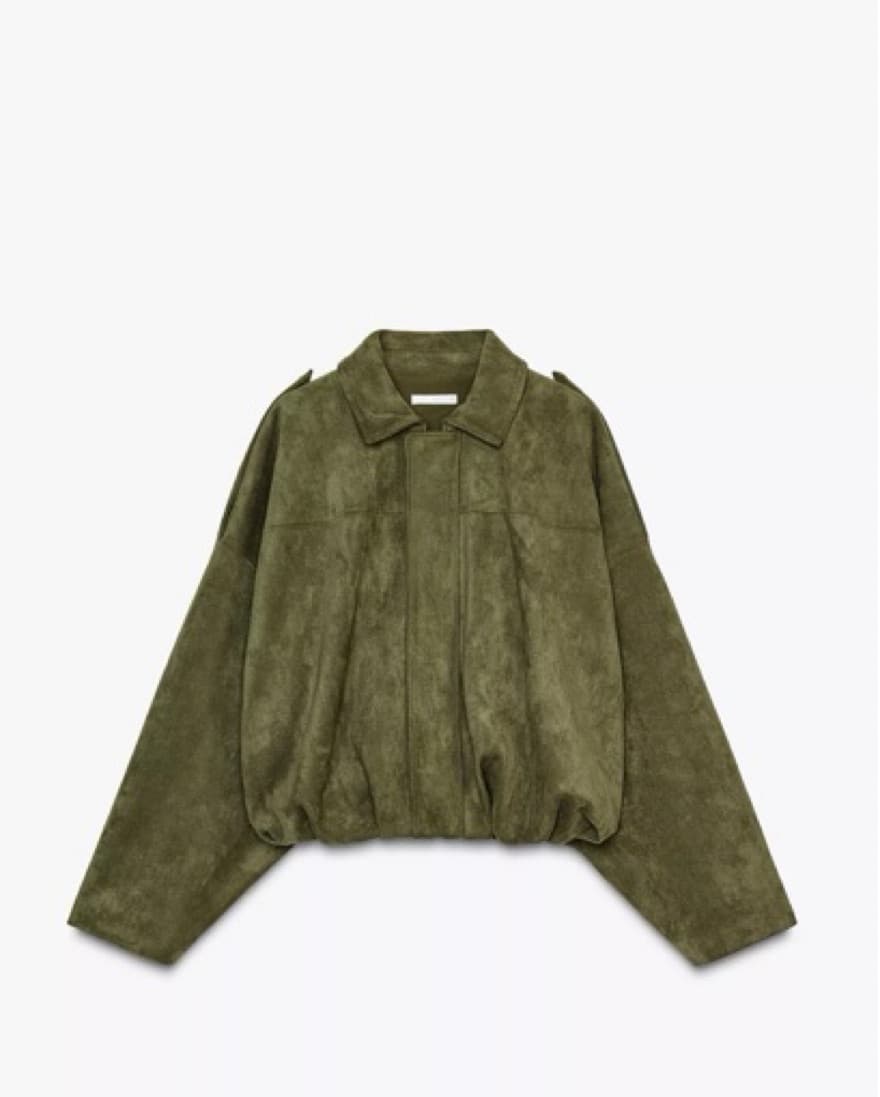 Green Suede Bomber Jacket - Image 2