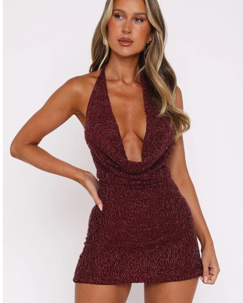 White Fox Beaded Dresss - Image 2