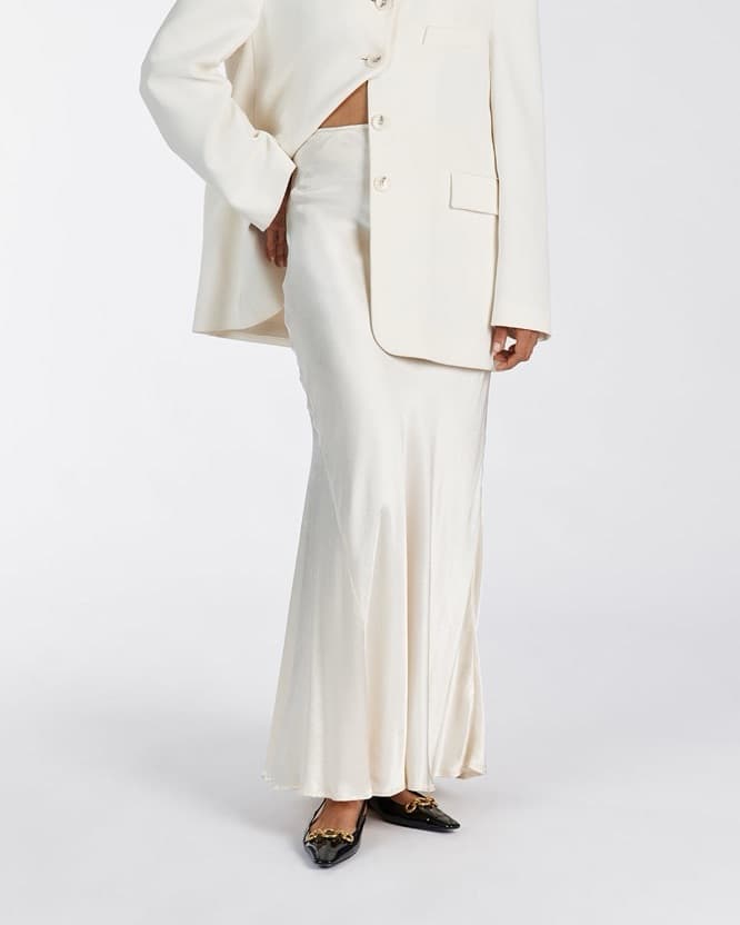 DISSH Cream Satin Maxi Skirt - Image 1