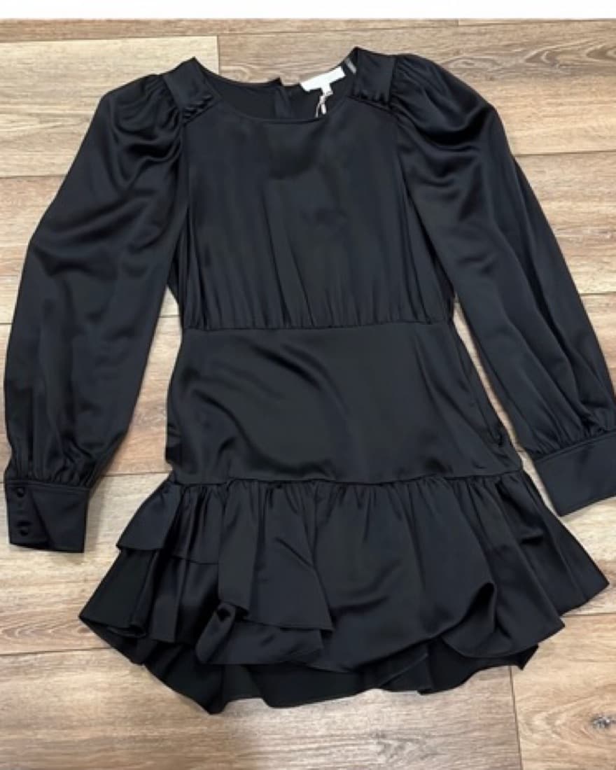 LoveShackFancy Teyana Silk Black Dress - Image 2
