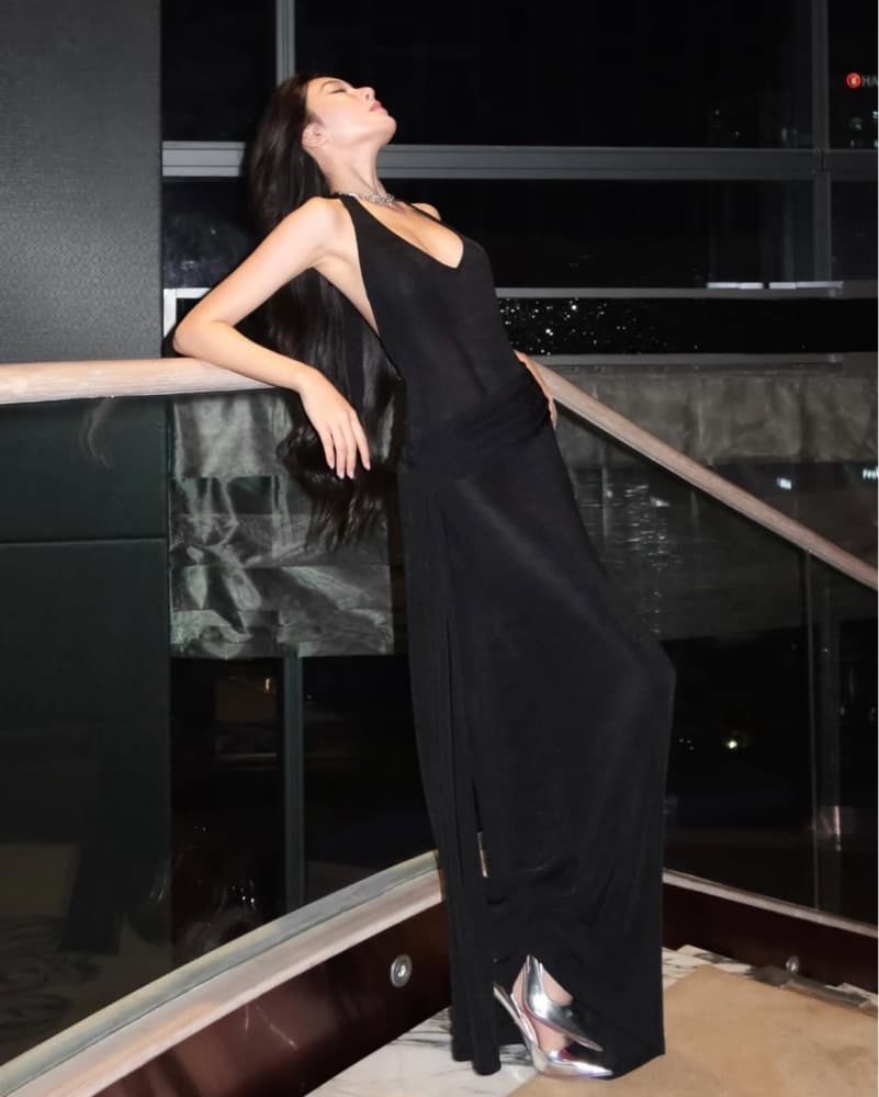 Black Halter Backless Maxi Dress - Image 1