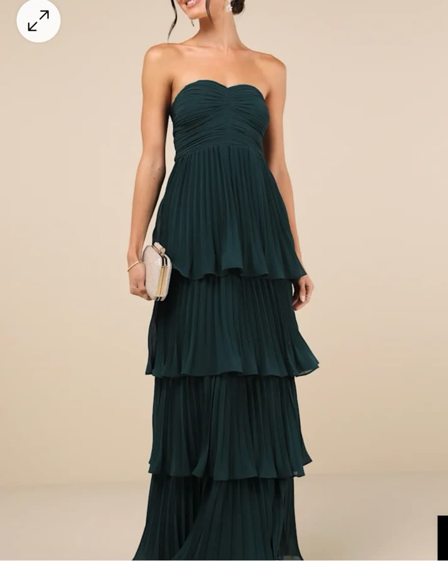 Emerald Strapless Tiered Maxi Dress - Image 1