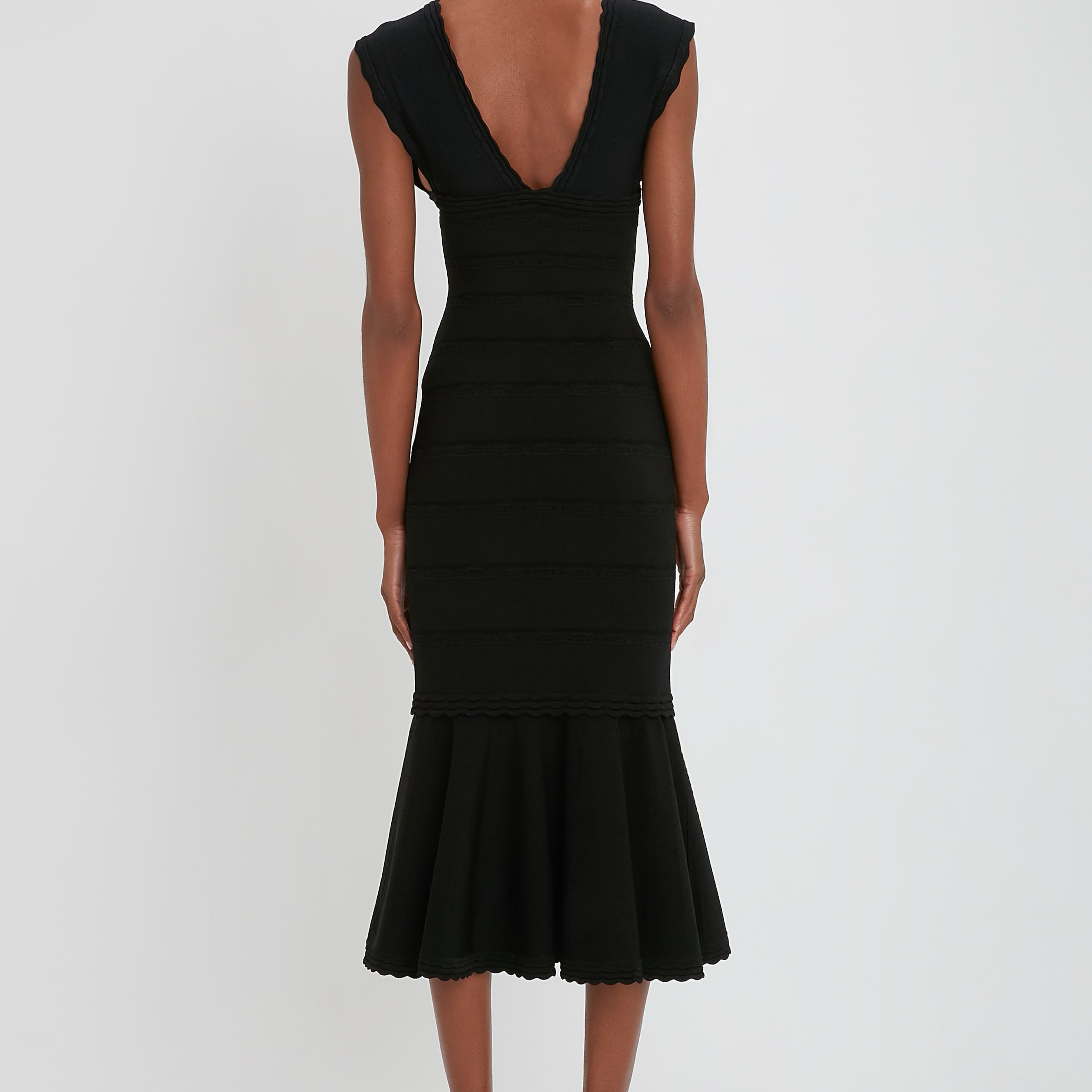 Stretch Knit Sleeveless Flared Dress  - Image 2
