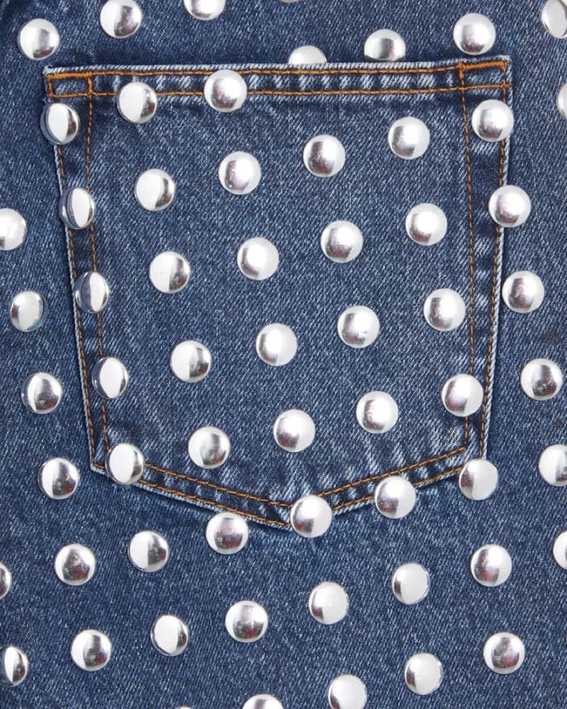 Haikure Metallic Studded Denim Shorts  - Image 4
