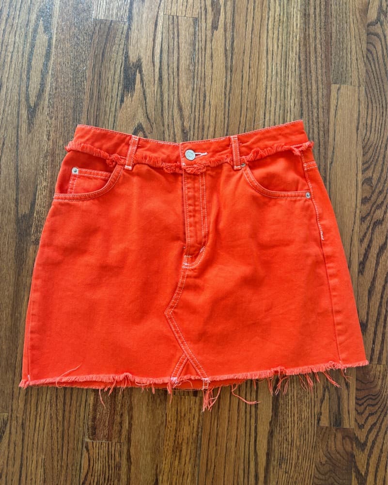 Orange Denim Skirt - Image 1