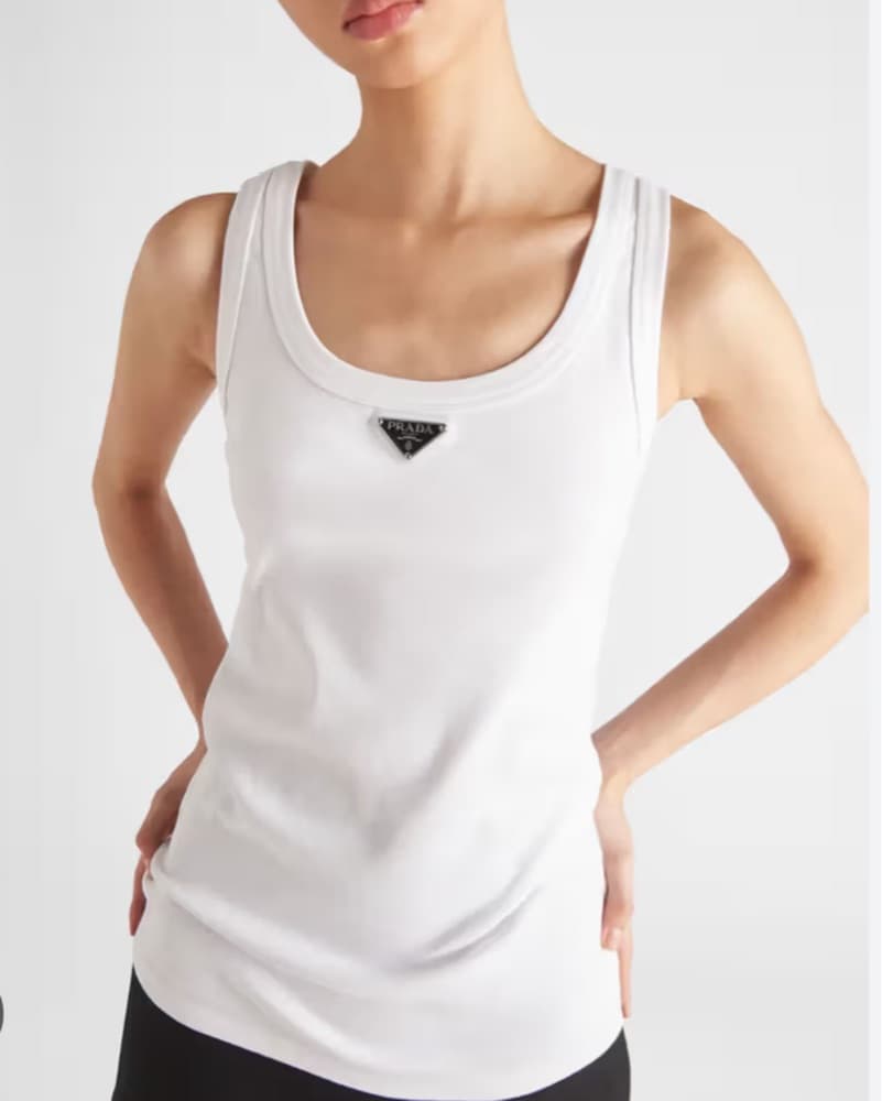 Prada Logo White Tank Top - Image 2