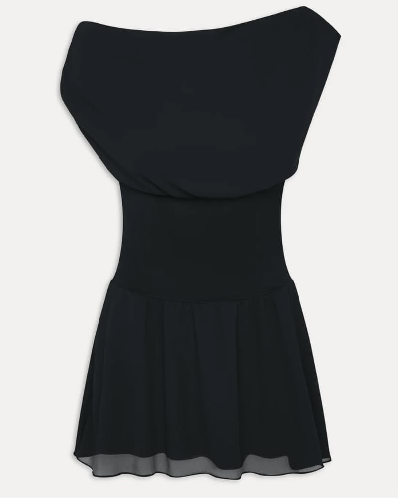 Off-the-Shoulder Black Mini Dress - Image 1