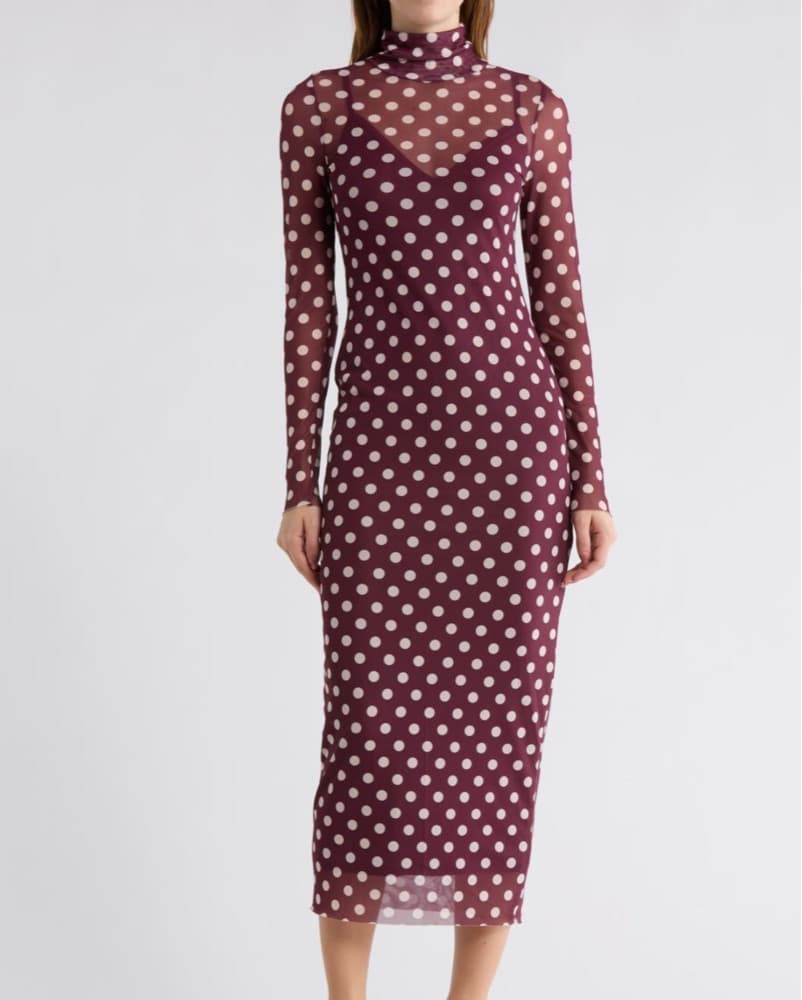 AFRM Polka Dot Midi Dress - Image 1