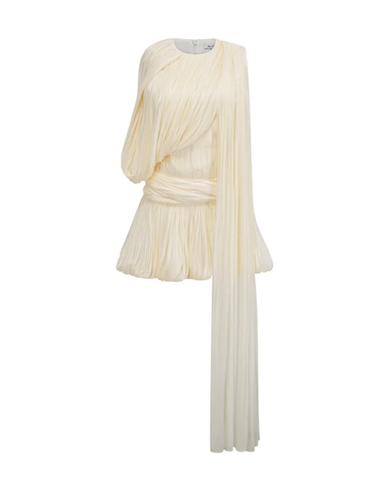 Miss Rosier White Cyrielle Pleated Mini Dress - Image 5