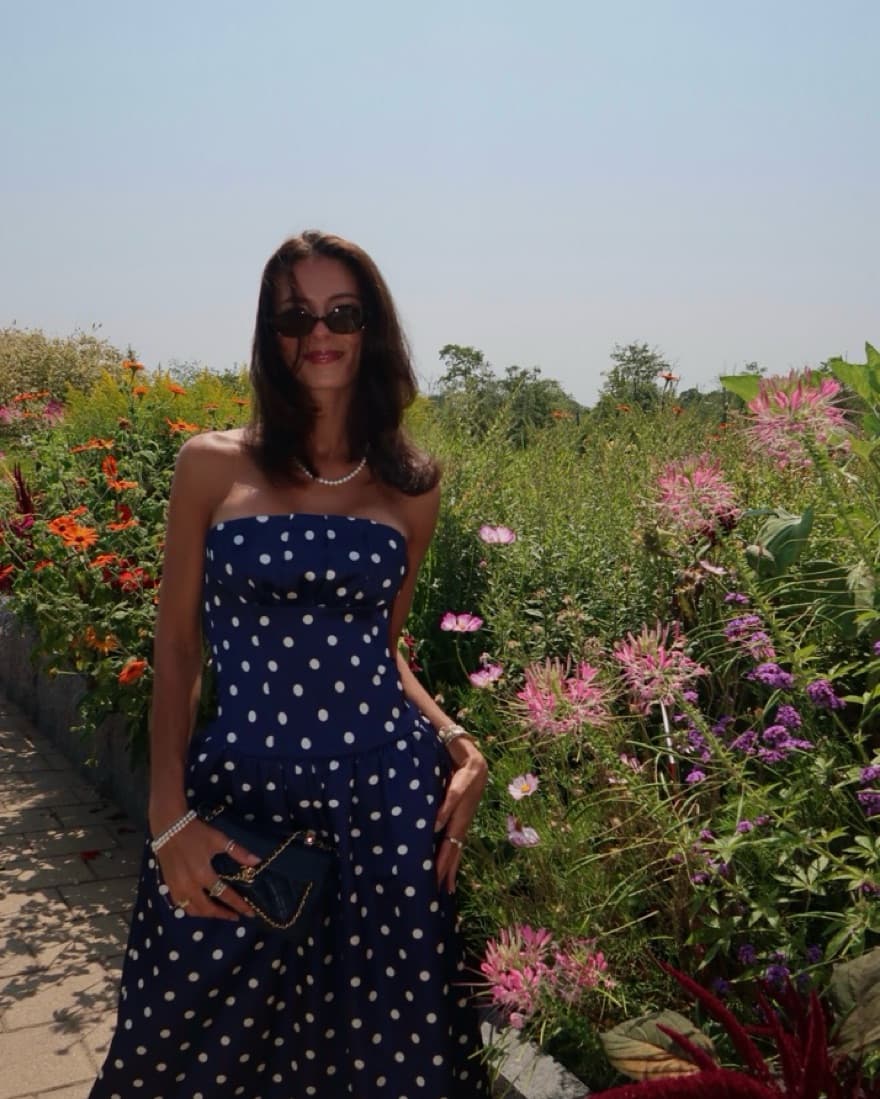 Self-Portrait Polka Dot Satin Dress - Image 1