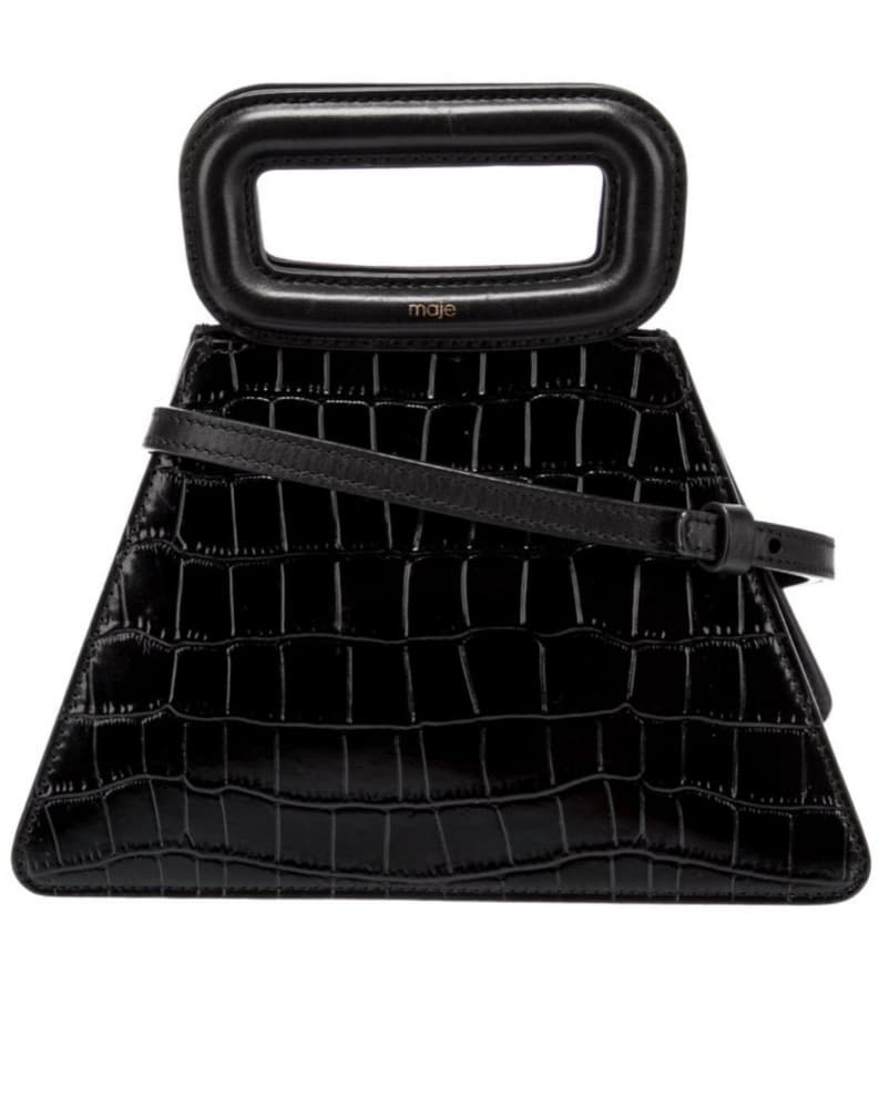 MAJE BLACK CROC EMBOSSED HANDLE BAG - Image 4