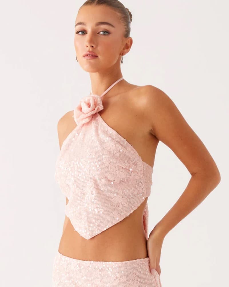 Sparkling Sequin 2 Piece  Halter Gown - Image 6