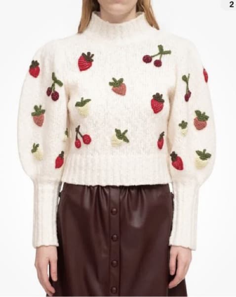 Sea NY Reese Strawberry Puff Sleeve Swea - Image 1