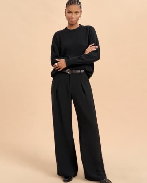 La Ligne Black Satin Striped Tuxedo Pant - Image 5