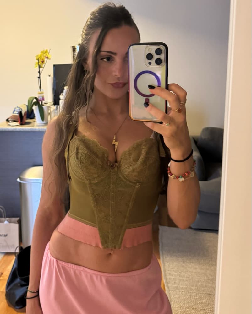 Reformation Vintage Green Pink Corset - Image 1