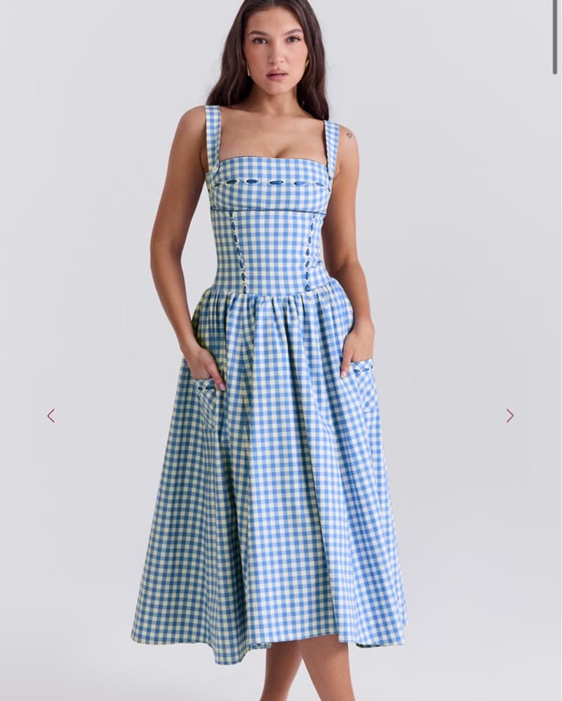 House Of CB Vivien Regatta Blue Gingham  - Image 1