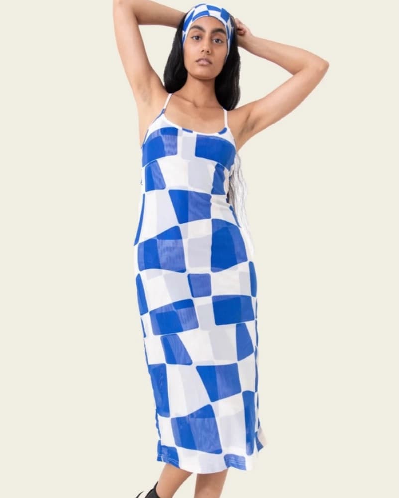 Find Me Now the Label Blue & White Dress - Image 1