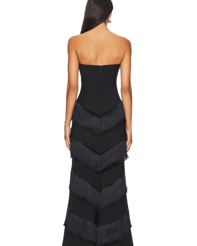 Elegant Black Fringe Gown - Image 3
