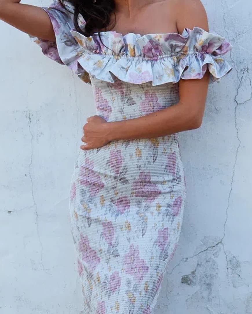 V Chapman Off The Shoulder Lilac Dress  - Image 3