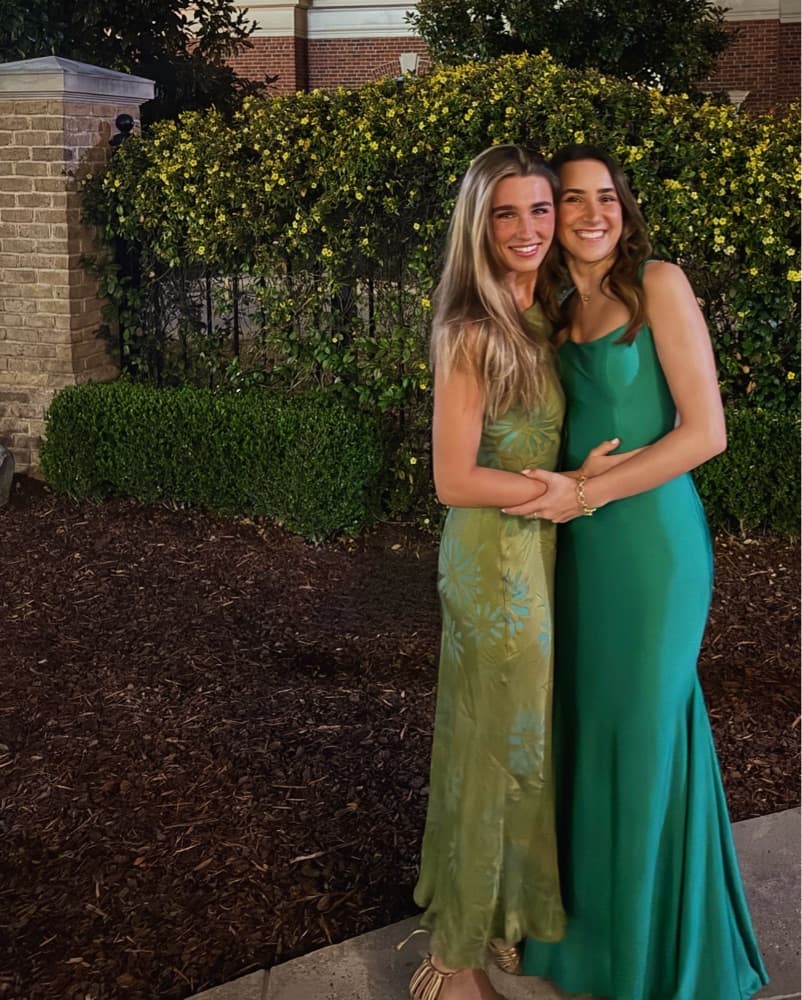 Kay Unger Olive Green Floral Maxi Dress - Image 2