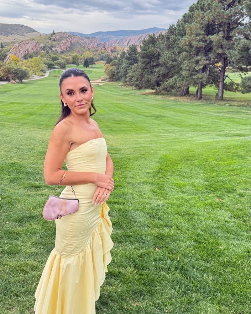Elegant Light Yellow Ruffle Mermaid Gown - Image 4