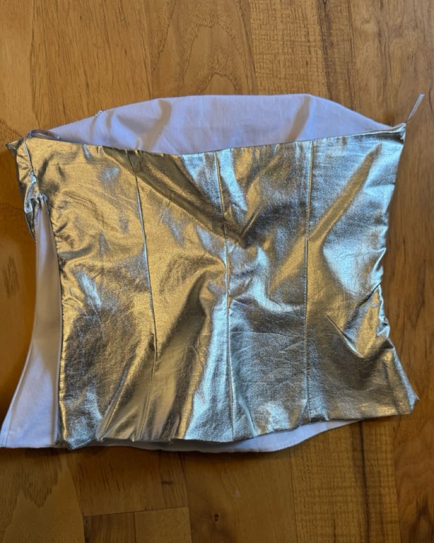 Zara Metallic Strapless Top - Image 4