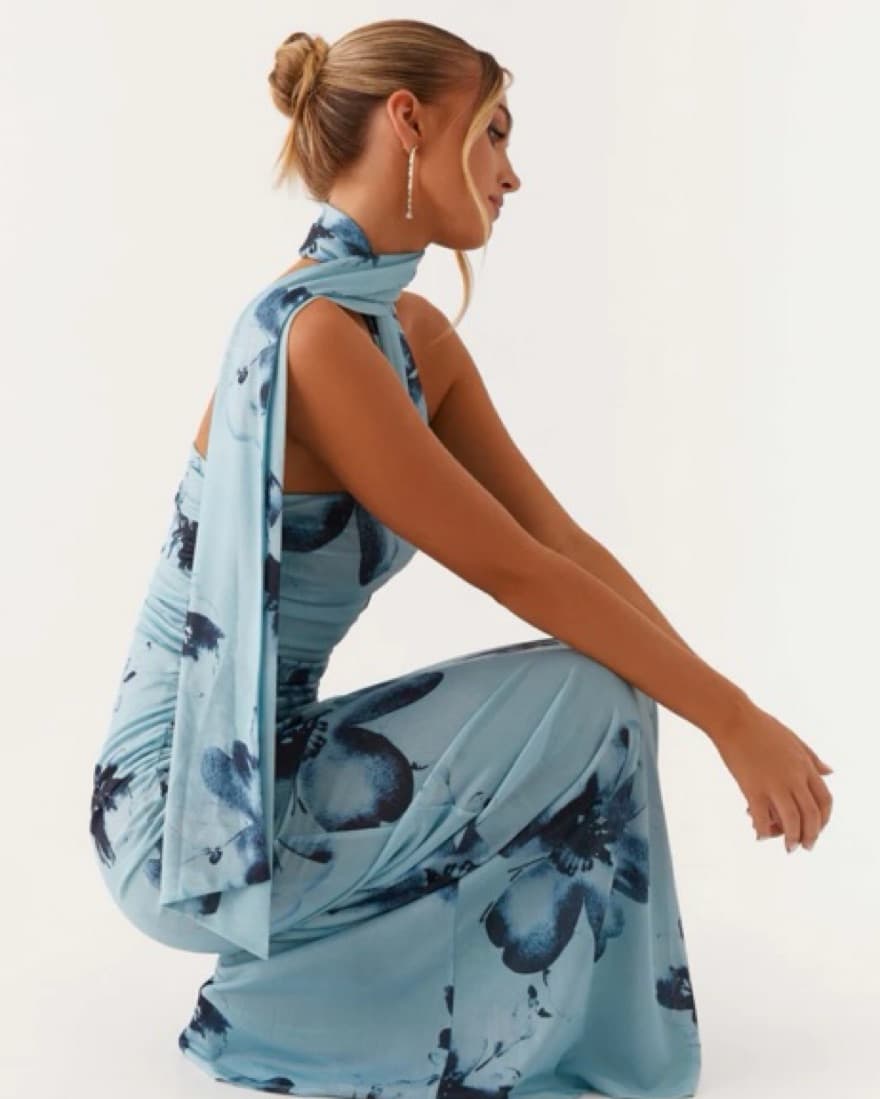 Songbird Maxi Dress - Blue Black Floral - Image 2