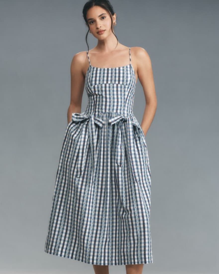 Damson Madder Gingham Midi Dress - Image 1