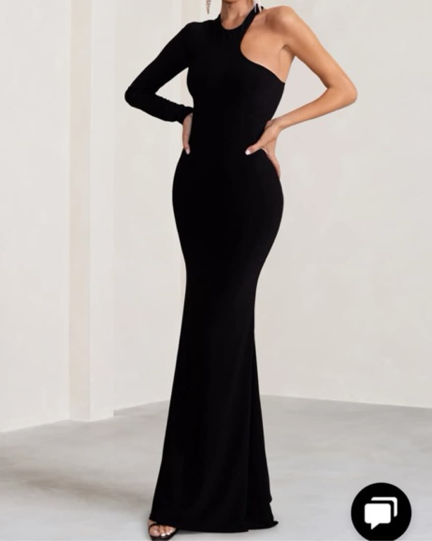 Tyra Black Asymmetric Cutout Maxi Dress - Image 4