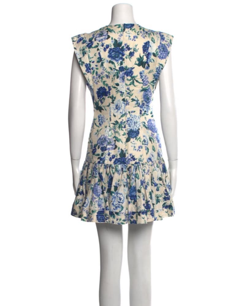 Cream Floral Print Mini Dress - Image 5