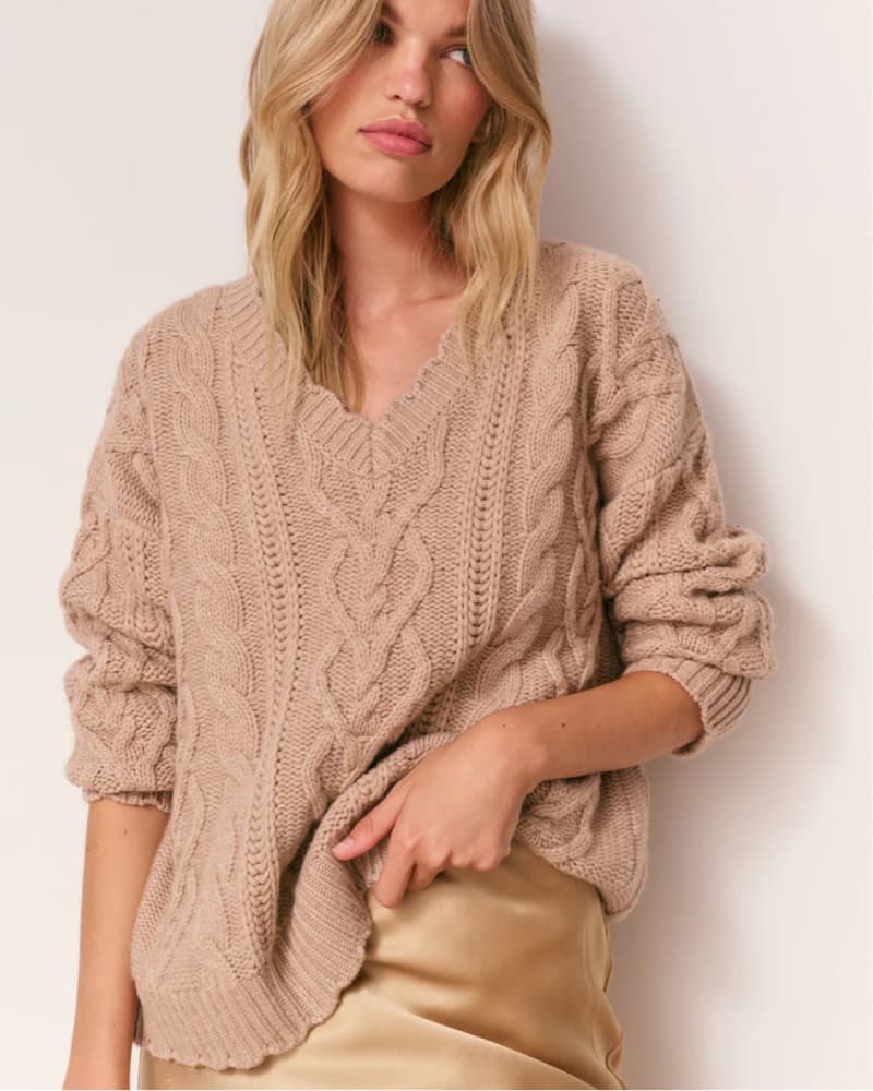 LoveShackFancy Cozy Cable Knit Sweater - Image 4