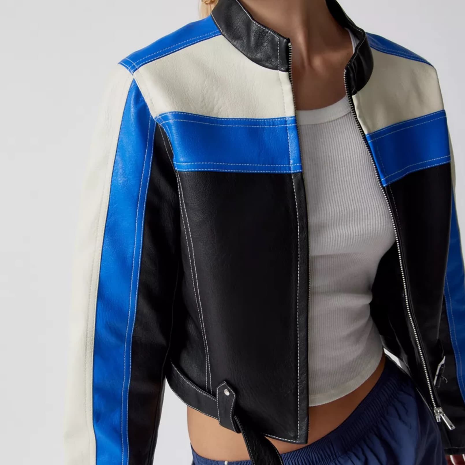 Jordan Faux Leather Racer Moto Jacket - Image 2