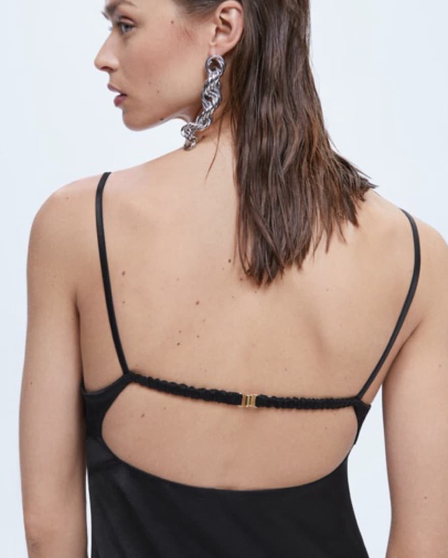 Satin-effect dress with corset neckline - Image 4