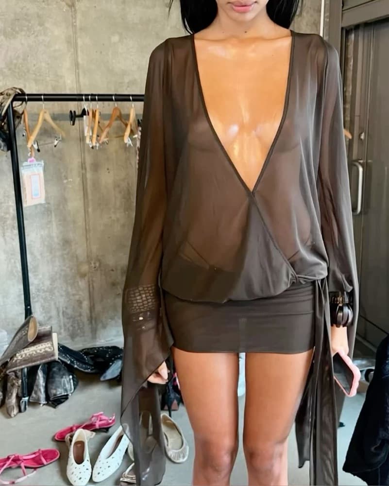 jaded london draped sleeve dress - Image 1