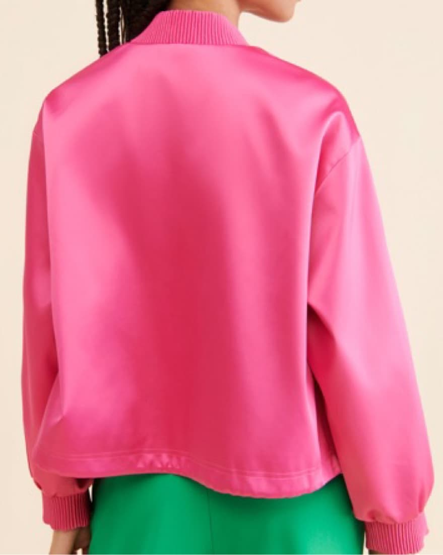 Pink Free People Satin Bomber  - Image 2
