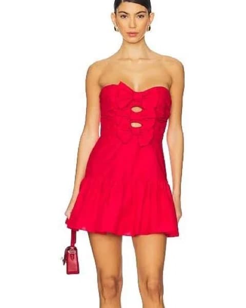 LoveShackFancy Woodlow Red Bow Dress - Image 1