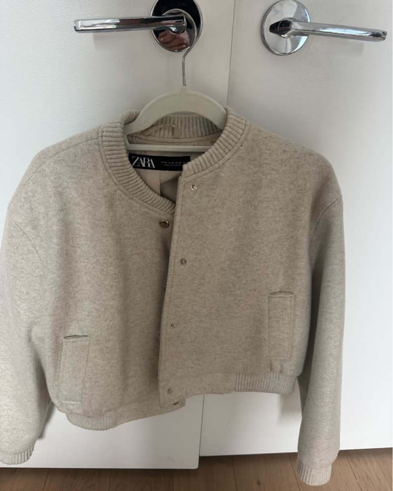 Zara Cream Knit Bomber Jacket - Image 2